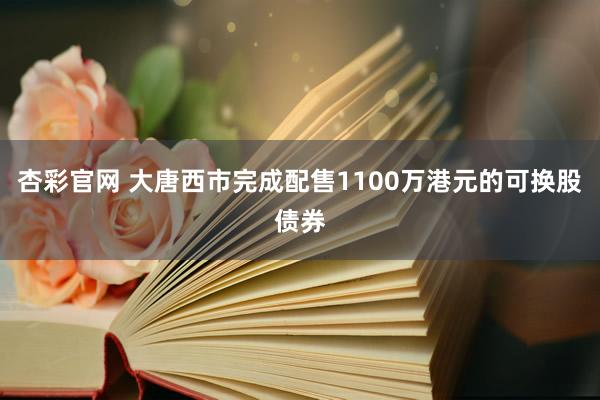 杏彩官网 大唐西市完成配售1100万港元的可换股债券