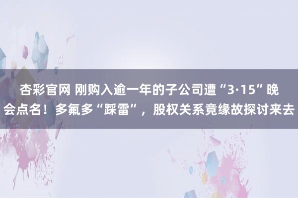 杏彩官网 刚购入逾一年的子公司遭“3·15”晚会点名！多氟多“踩雷”，股权关系竟缘故探讨来去