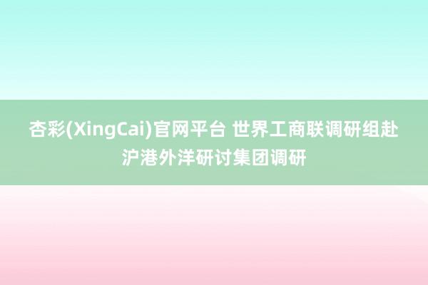 杏彩(XingCai)官网平台 世界工商联调研组赴沪港外洋研讨集团调研