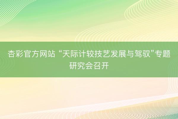 杏彩官方网站 “天际计较技艺发展与驾驭”专题研究会召开