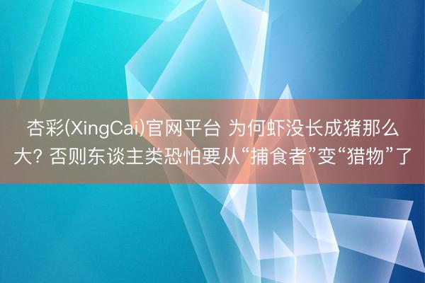 杏彩(XingCai)官网平台 为何虾没长成猪那么大? 否则东谈主类恐怕要从“捕食者”变“猎物”了