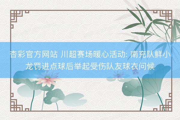 杏彩官方网站 川超赛场暖心活动: 南充队鲜小龙罚进点球后举起受伤队友球衣问候
